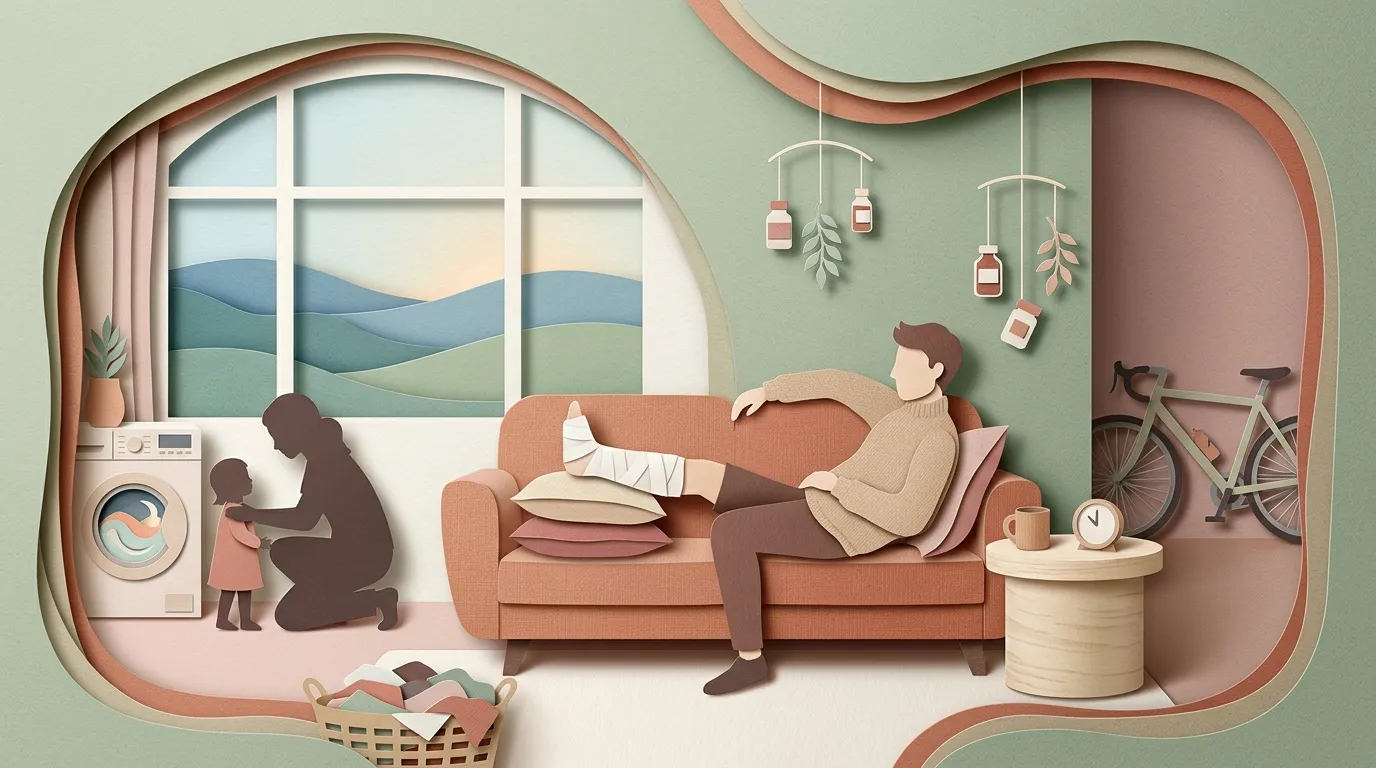 Illustration papier découpé d'une famille dans un salon confortable