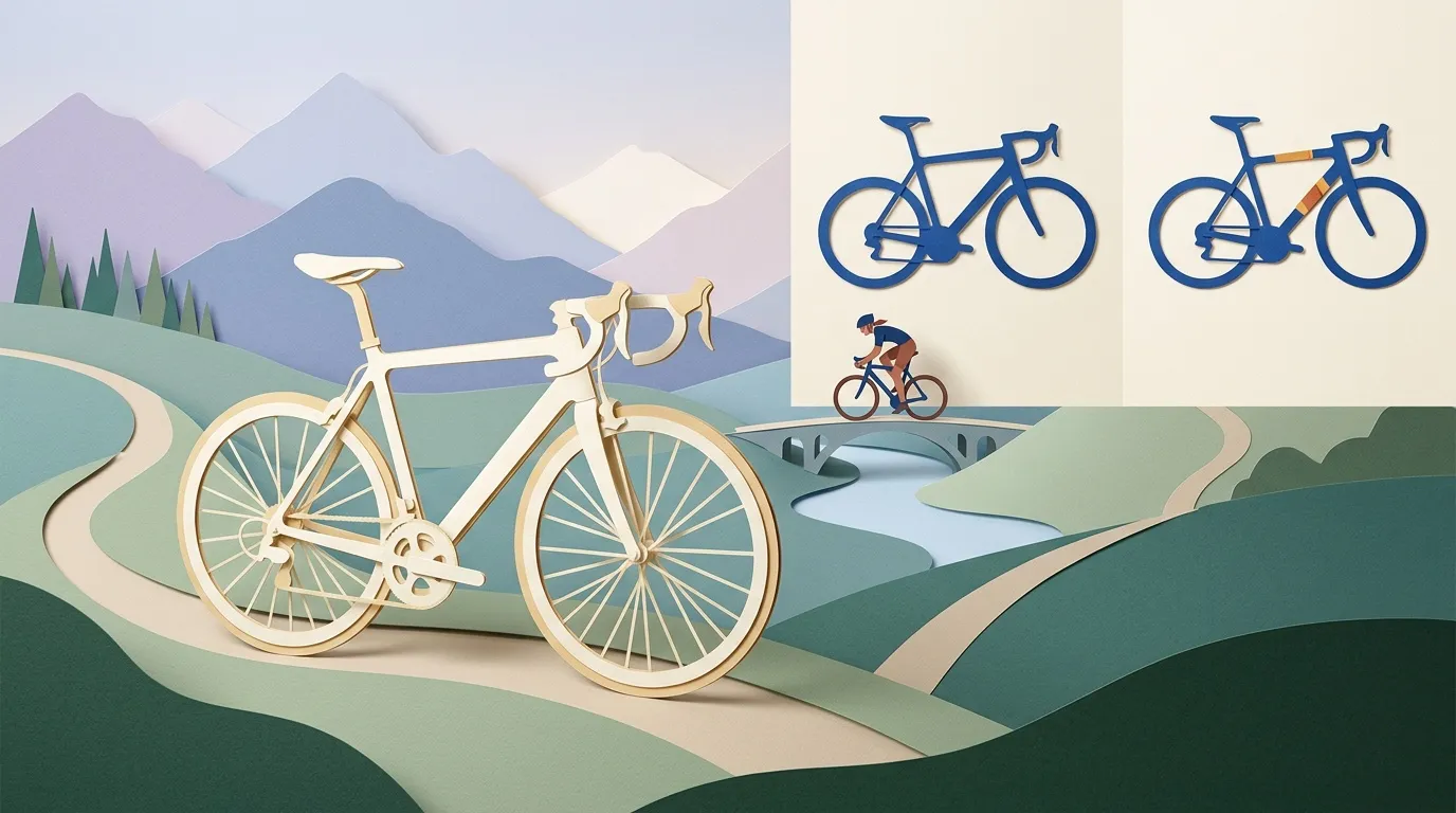 Illustration de v&eacute;los de route bleus et blancs en montagne