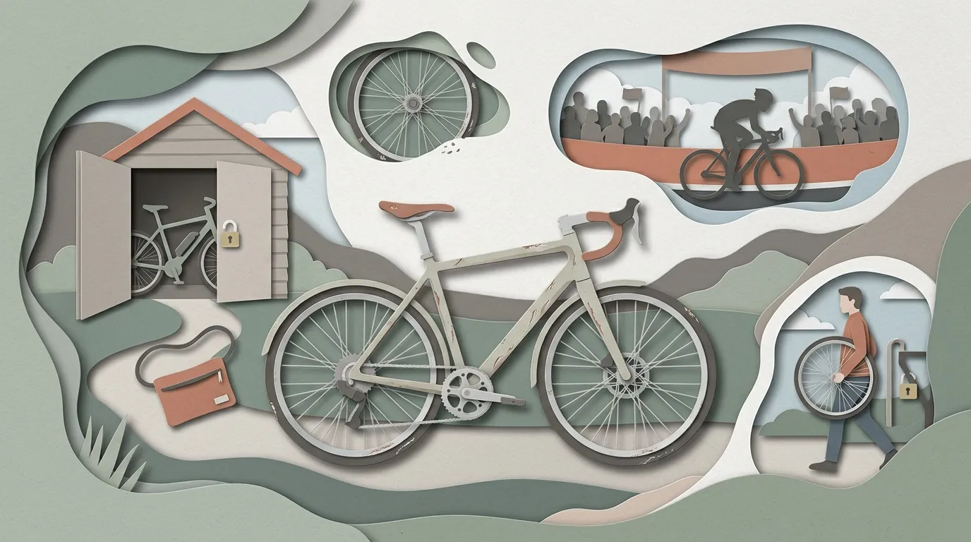 Illustration papier montrant un vélo et ses différents usages quotidiens