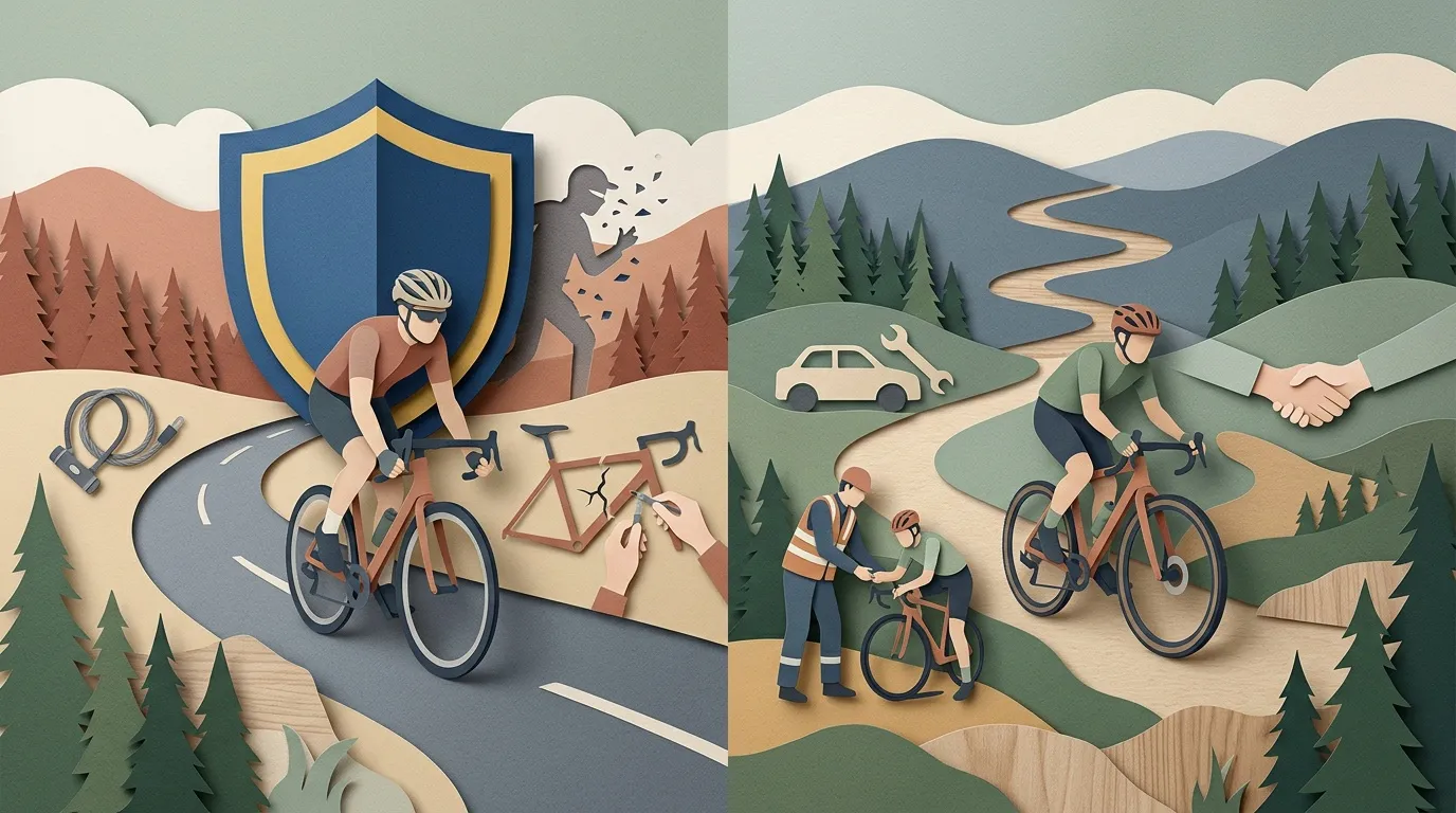 Illustration papier montrant cyclistes prot&eacute;g&eacute;s en nature