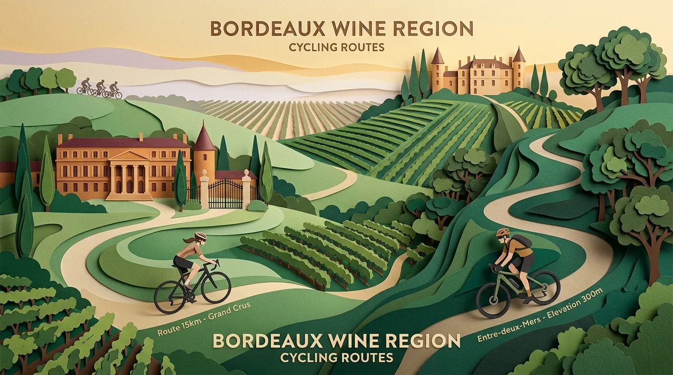 Illustration itinéraires vélo vignobles Bordeaux châteaux paysages